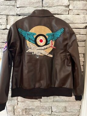 Captain Marvel Brown Bomber Jacket with Winged Plane Patch